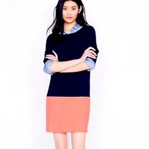 Navy and Coral Colorblock Dress j.crew small